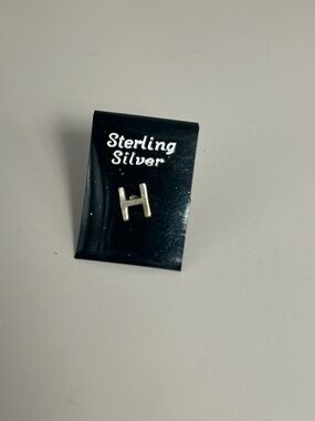 Sterling Silver 'H' Initial Stud Earring